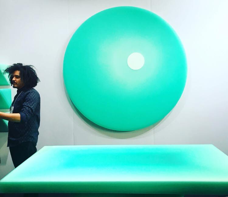 Facture Studio creates contemporary, maximalist green epoxy resin “art furniture,” which drew in the crowds during the show. 