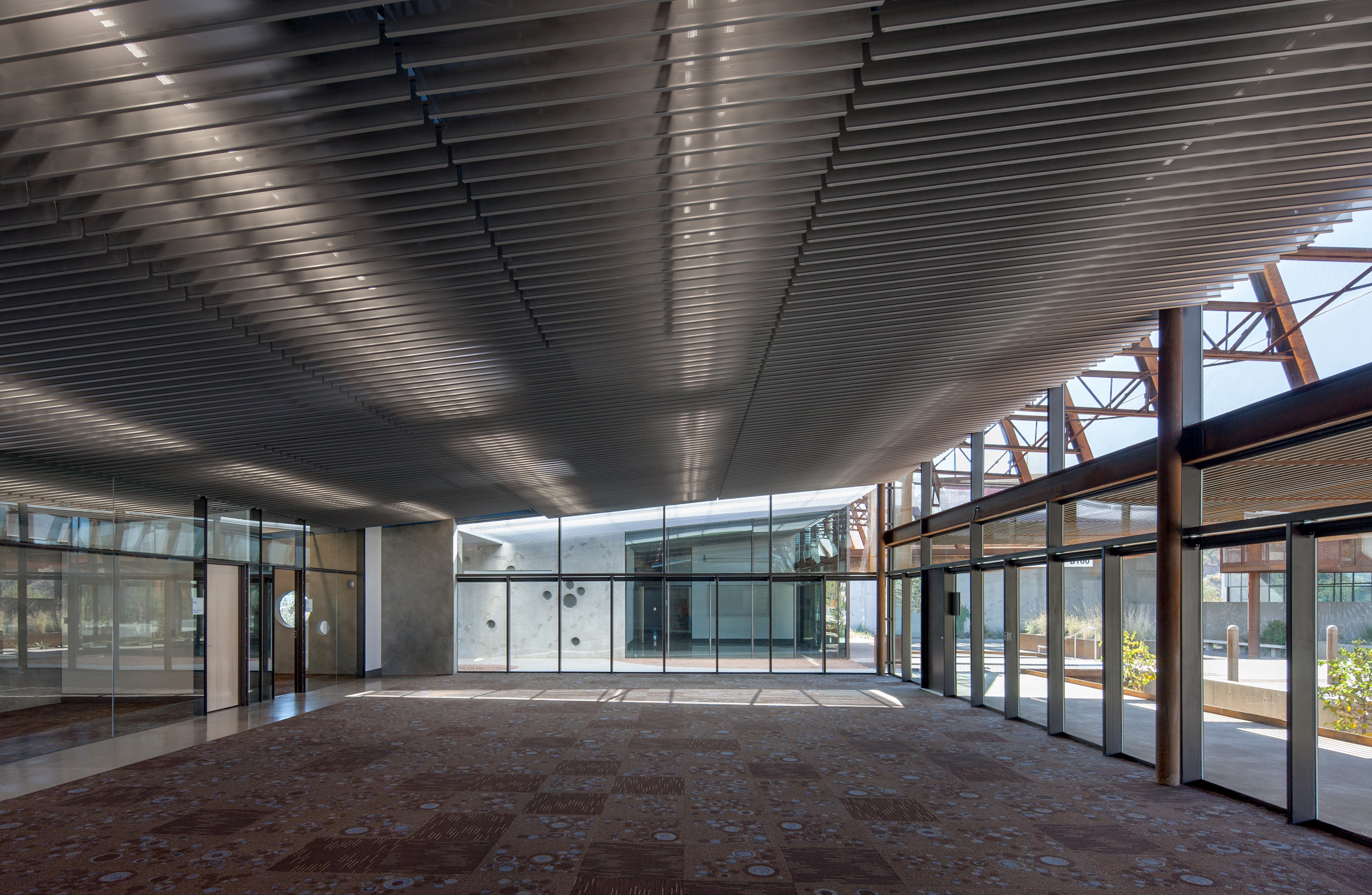 Mariposa features Hunter Douglas Architectural's V-200 Baffles Series ceilings